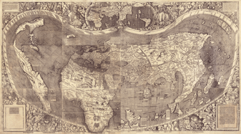 First map of the world with the name America