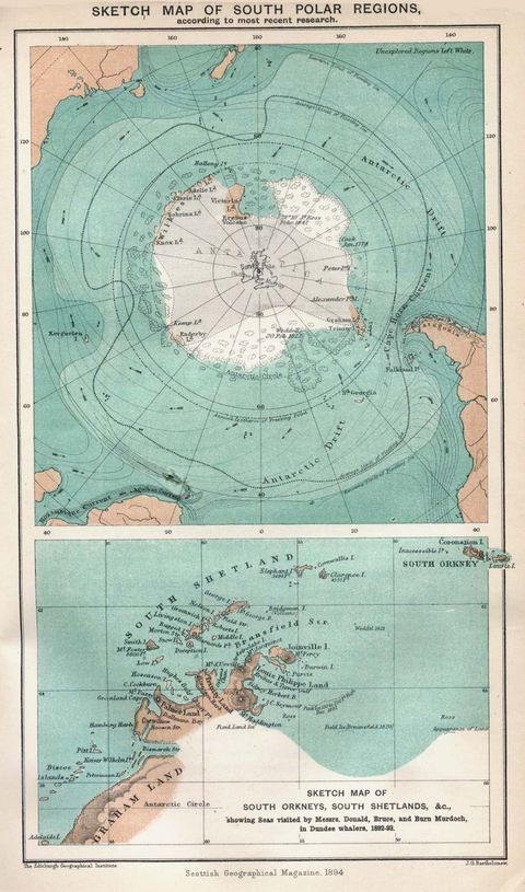 Sketch map of south polar regions 1894