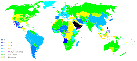 Age of consent laws for sex Worldwide 