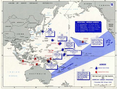 American aircraft carriers operations in the Pacific War 1941-42