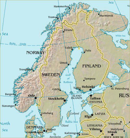 Scandinavia physical map