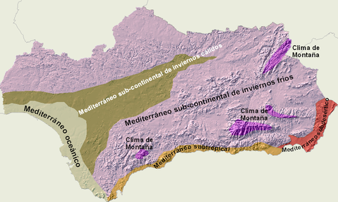 Andalusian climate types 2008