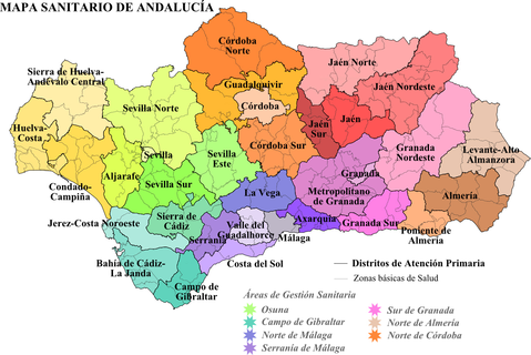 Healthcare districts of Andalusia 2008