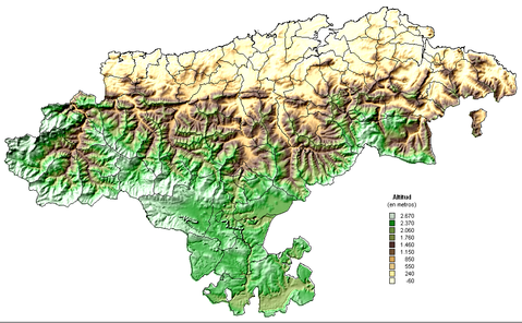 Cantabria physical map 2005