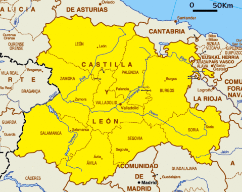 Castile and León Political Map