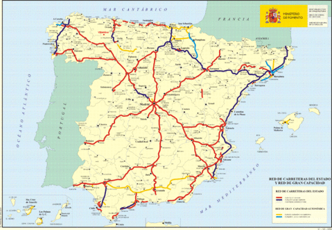 Mapa de carreteras de España 2001