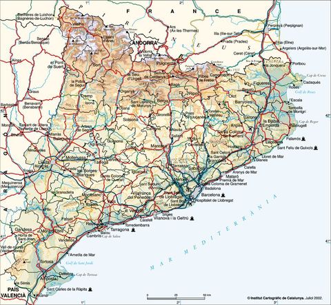 Catalonia Physical Map