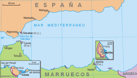 ceuta y melilla mapa Location of Ceuta and Melilla 2007 | Gifex