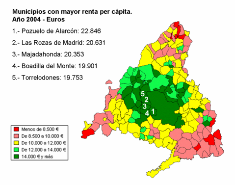 Income per capita in the Community of Madrid 2004