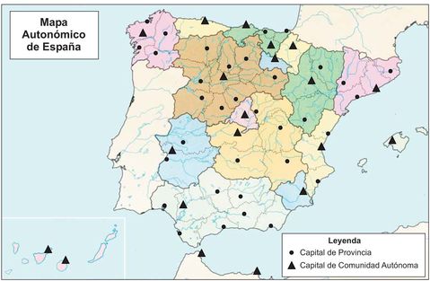 Mapa autonómico de Espana