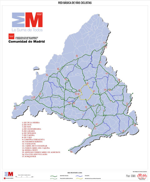 Bicycle path network of the Community of Madrid