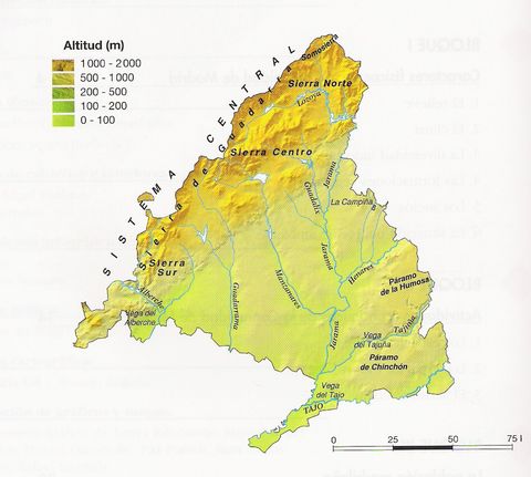 Community of Madrid physical map