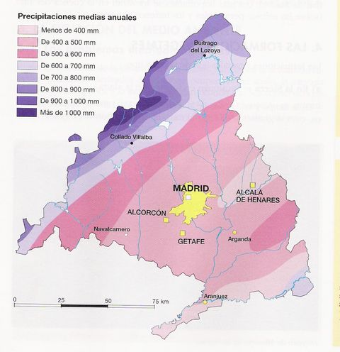 Community of Madrid annual rainfall