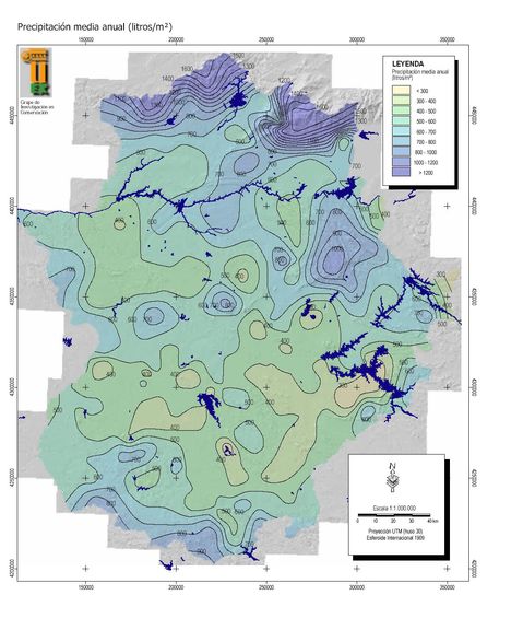 Average annual rainfall in Extremadura