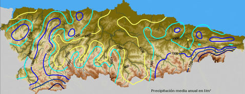 Asturias mean annual rainfall