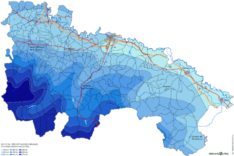 Average yearly rainfall in La Rioja