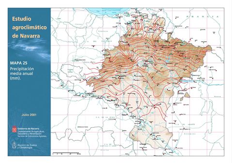 Precipitación media anual en Navarra