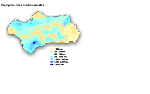 Average yearly precipitation in Andalusia