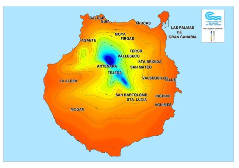 Average yearly precipitation in Gran Canaria