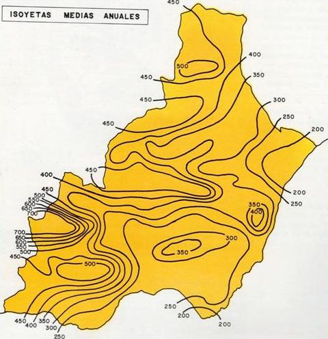 Average annual rainfall in the Province of Almería