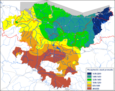 Basque Country average precipitation