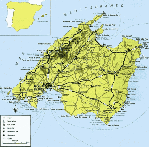 Mapa turístico de la Isla Mallorca