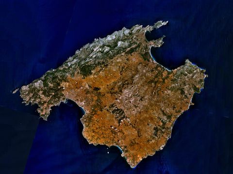 Satellite map of Majorca Island