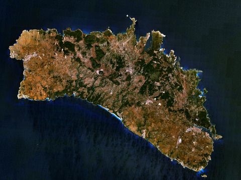 Satellite map of Minorca Island