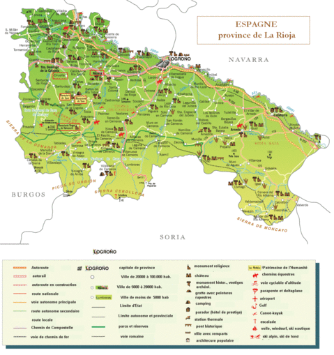 Mapa turístico de La Rioja