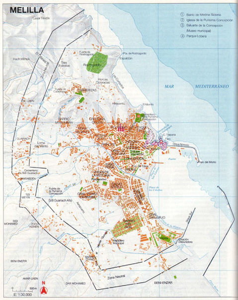 Map of the city of Melilla