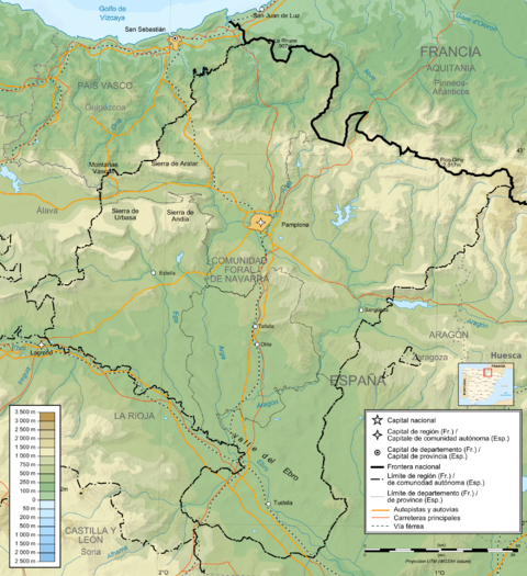 Mapa físico de Navarra 2010