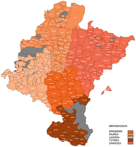 Merindades and municipalities of Navarre 2007