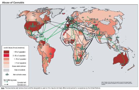 Cannabis o marijuana consumption in the world