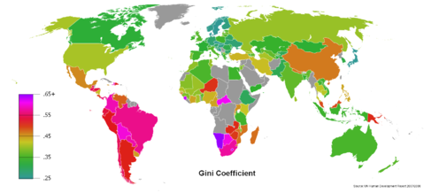 Income inequality in the World 2007-2008