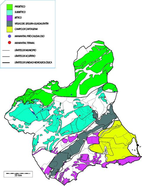 Hydrogeological units and aquifers in the Region of Murcia