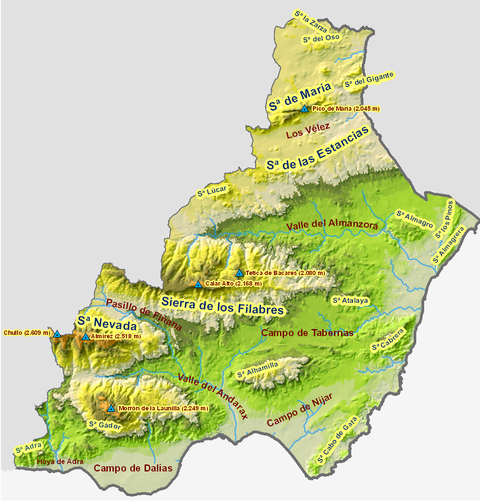 Province of Almería physical map2008