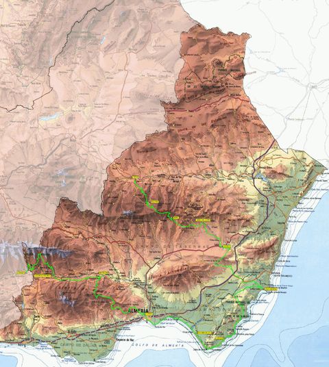 Physical map of the Province of Almería