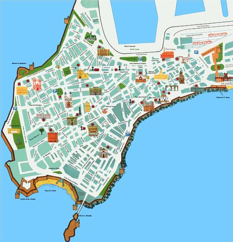 Cadiz city tourist map