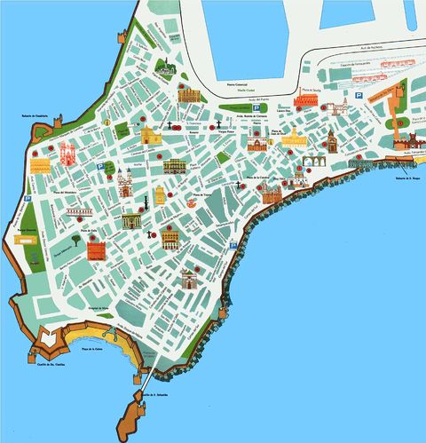 Cádiz - Cadiz city tourist map | Gifex