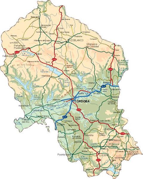 Mapa físico de la Provincia de Córdoba