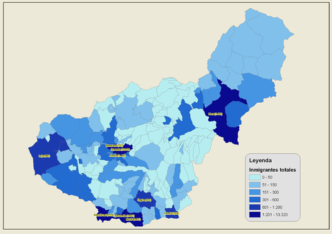 Immigrants in the province of Granada 2007