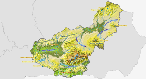 Mapa físico de la Provincia de Granada 2008