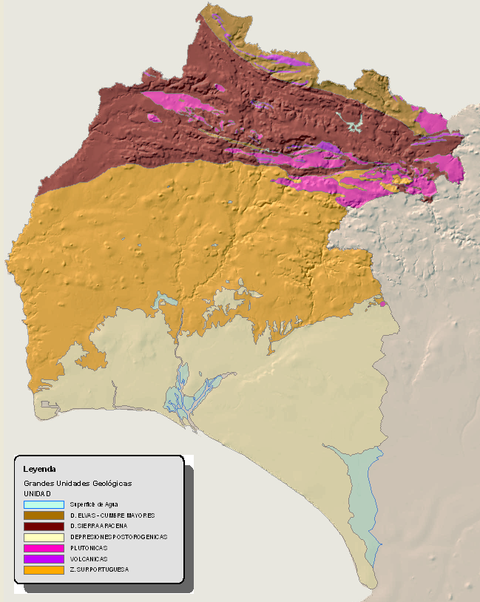 Geological map of the province of Huelva 2008