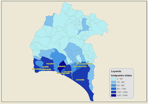 Immigrants in the province of Huelva 2007