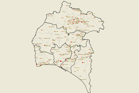 Núcleos de población de la provincia de Huelva 2008