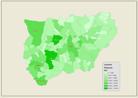 Population of the province of Jaén 2007