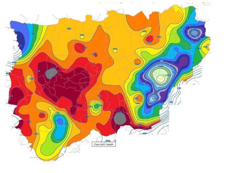 Average annual rainfall in the Province of Jaén