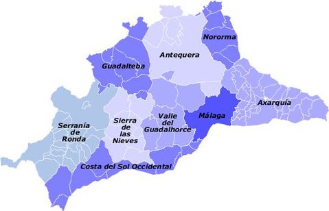 Comarcas de la provincia de Málaga 2009