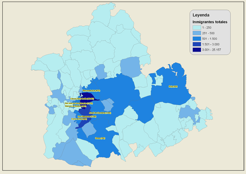 Inmigrantes en la Provincia de Sevilla 2007