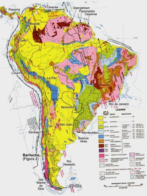 South America geological map